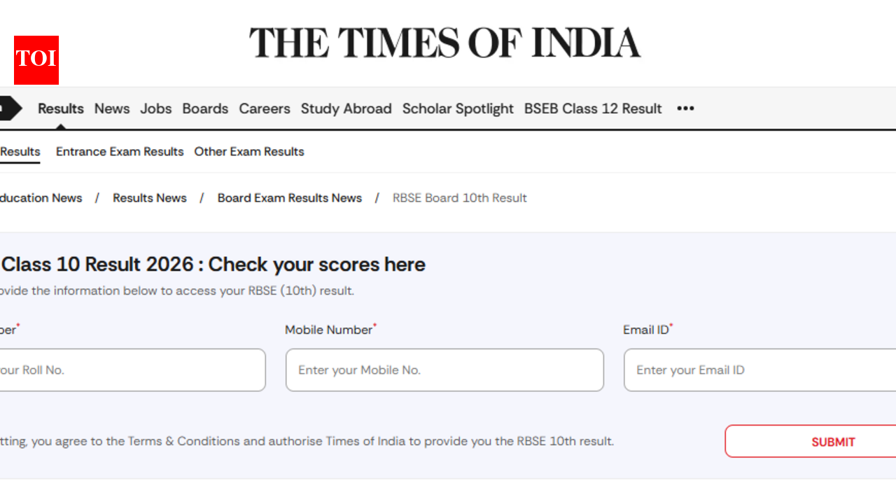 Rajasthan board class 10 result 2026: How to check RBSE scores on TOI portal