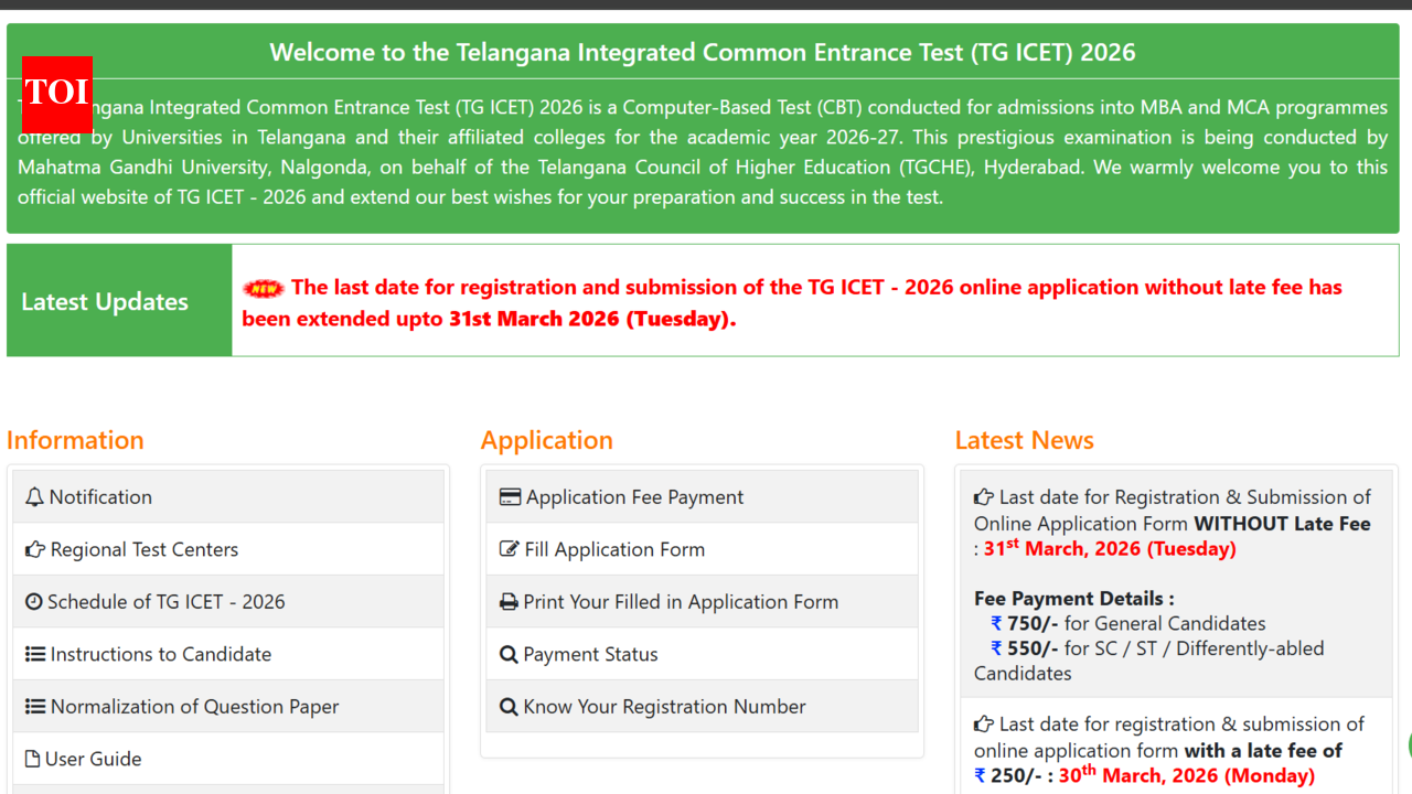 TG ICET 2026 registration deadline extended: Check direct link to apply here