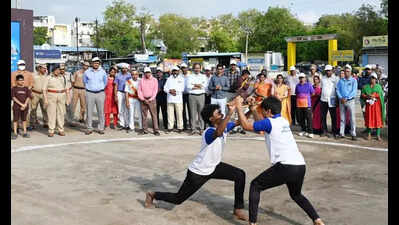 Silambattam, rally, Rangoli held to promote voting awareness