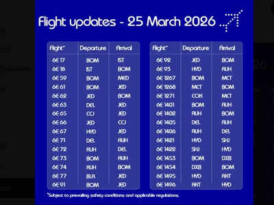 Dubai Airports Update March 25, 2026: Air India Group to operate 26 West Asia flights; IndiGo requests flyers “to check latest flight status before heading to the airport”