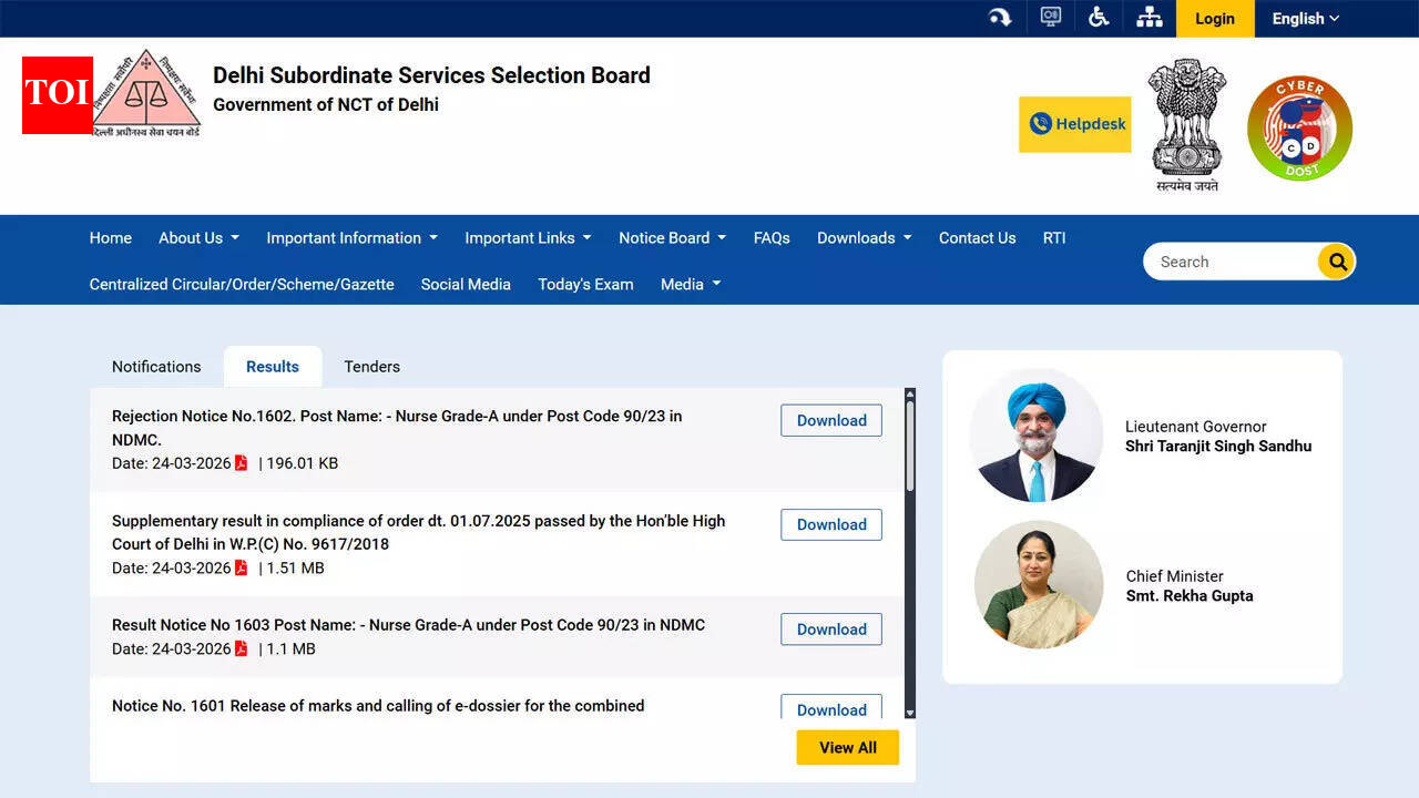 Dsssb Result 2026: DSSSB various post result 2026 released at dsssb.delhi.gov.in, check PDF list of qualified candidates here