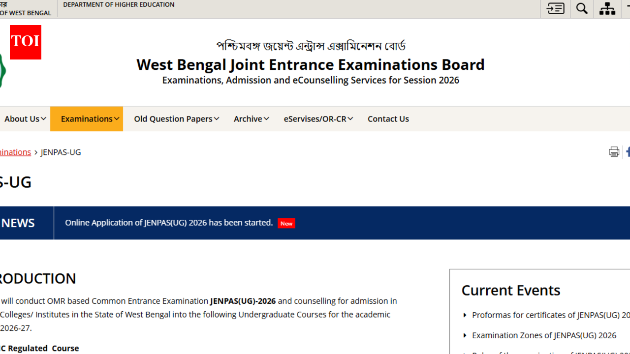 WBJEEB जेनपास यूजी 2026 पंजीकरण wbjeeb.nic.in पर शुरू होता है: यहां आवेदन करने के लिए सीधा लिंक