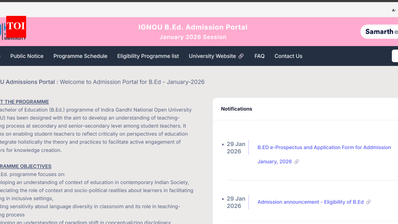 इग्नू बीएड प्रवेश परीक्षा का एडमिट कार्ड ignou.ac.in पर जारी: हॉल टिकट डाउनलोड करने के लिए सीधा लिंक यहां