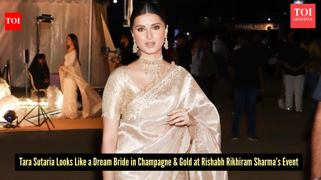 Tara Sutaria’s quiet luxury look in champagne gold for Rishabh Rikhiram Sharma’s sitar night has bridal fashion written all over it