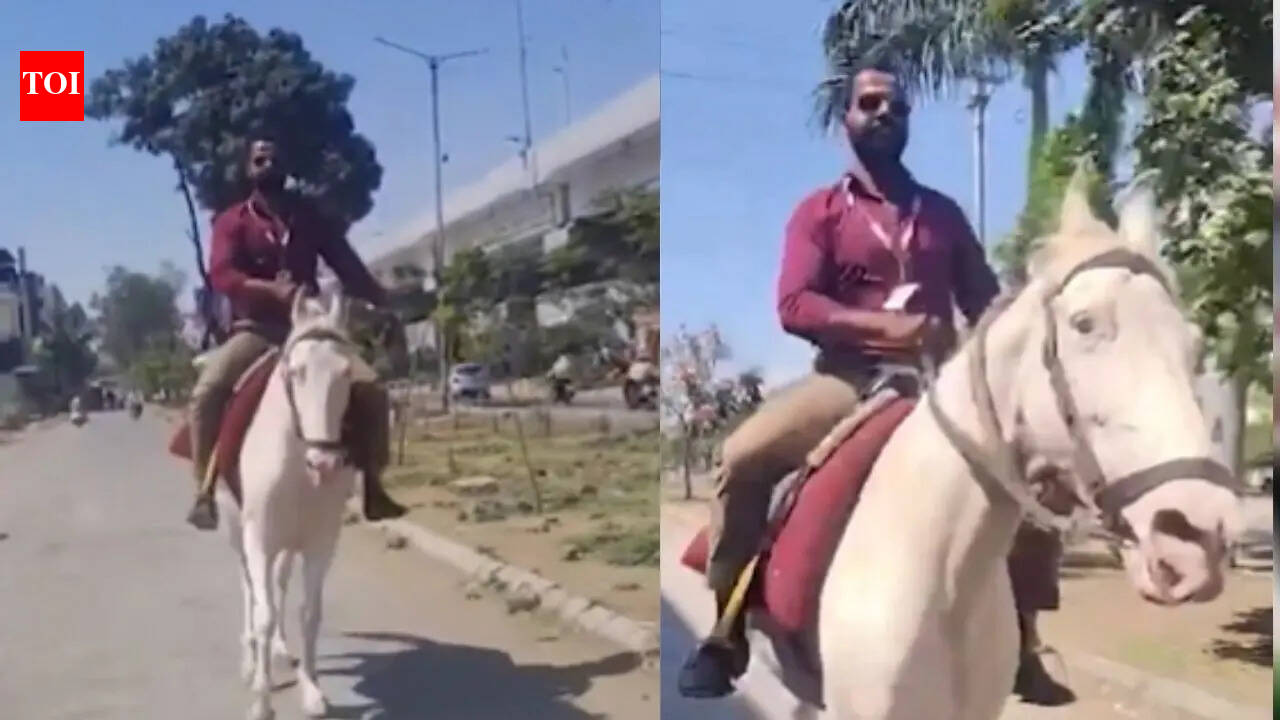 MP man abandons bike amid fuel rush, rides horse to office; video goes viral