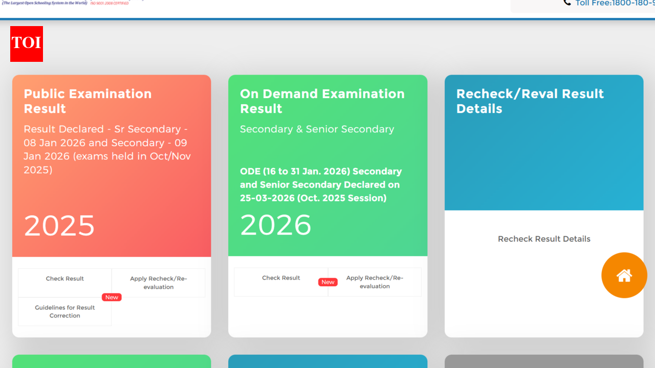 NIOS ODE results 2026 released at results.nios.ac.in: Direct link to download scorecards here