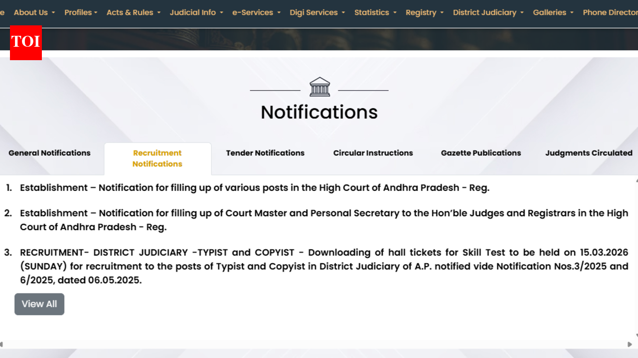 AP High Court recruitment 2026: 300 vacancies announced across multiple roles, applications begin on 30 March