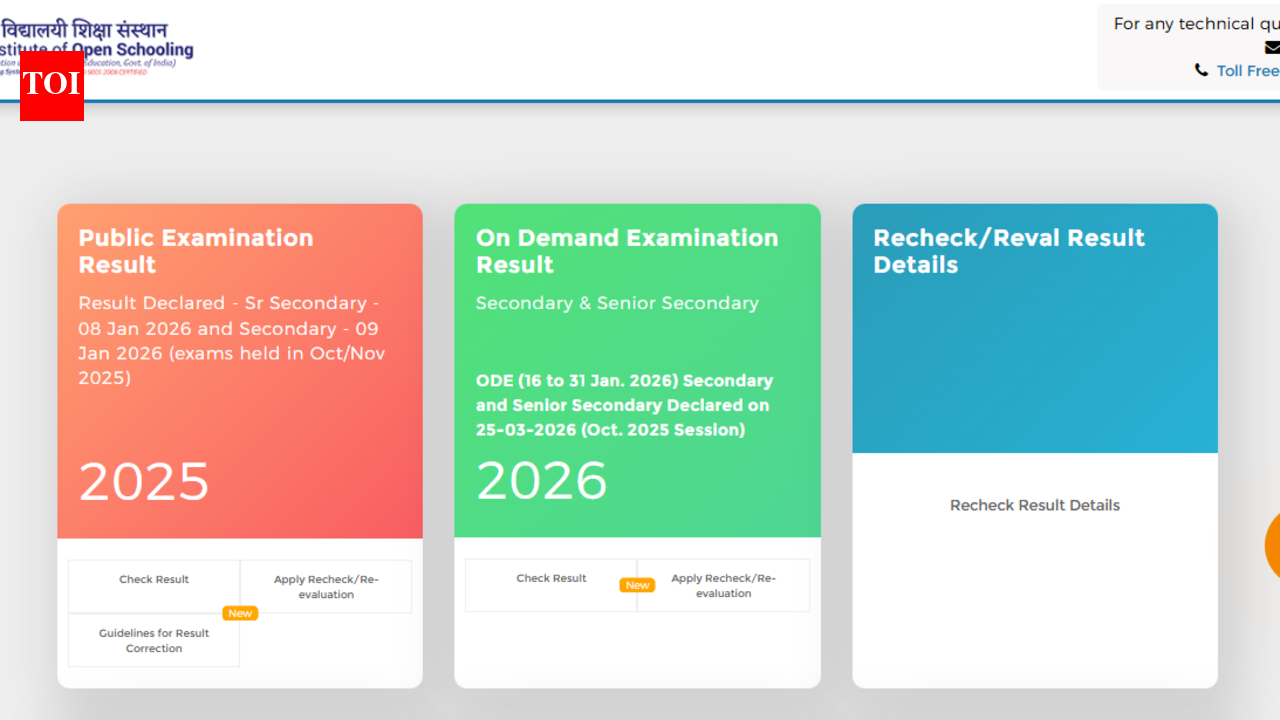 ODE परीक्षाओं के लिए NIOS परिणाम 2026 Results.nios.ac.in पर जारी: स्कोरकार्ड डाउनलोड करने के लिए सीधा लिंक यहां