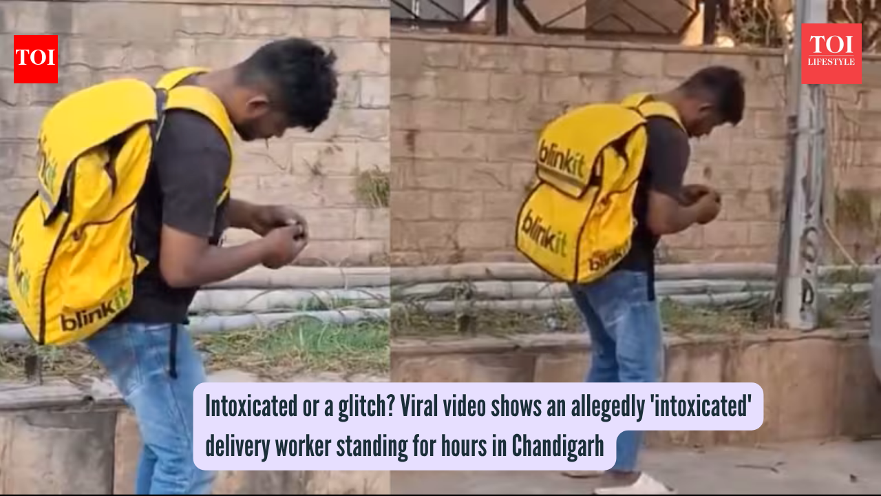 Intoxicated or a glitch? Viral video shows an allegedly 'intoxicated' delivery worker standing for hours in Chandigarh