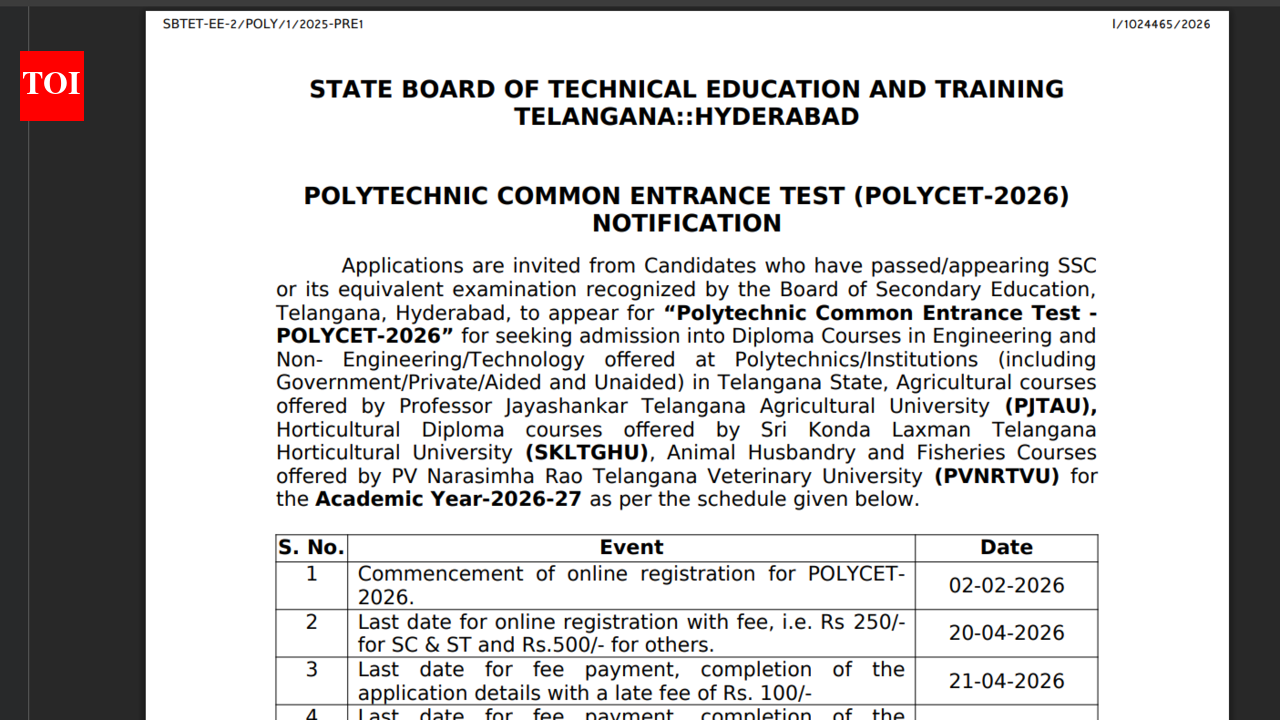 Telangana POLYCET registrations 2026 underway: Check direct link to apply here