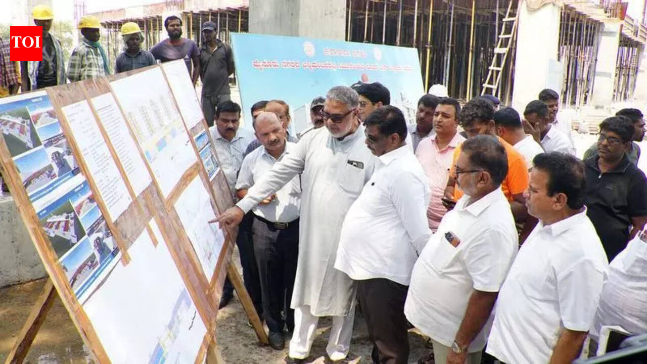 Minister inspects under-construction KSRTC bus terminal in Mysuru