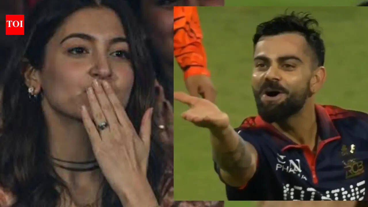 Virat Kohli throws flying kisses at Anushka Sharma after RCB wins, the internet can't keep calm: 'Someone tell them they are married' - VIDEO