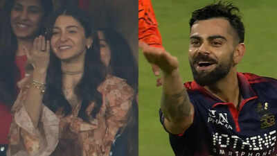 Watch: Virat Kohli blows flying kiss to Anushka Sharma after RCB’s dominant win | Cricket News – The Times of India