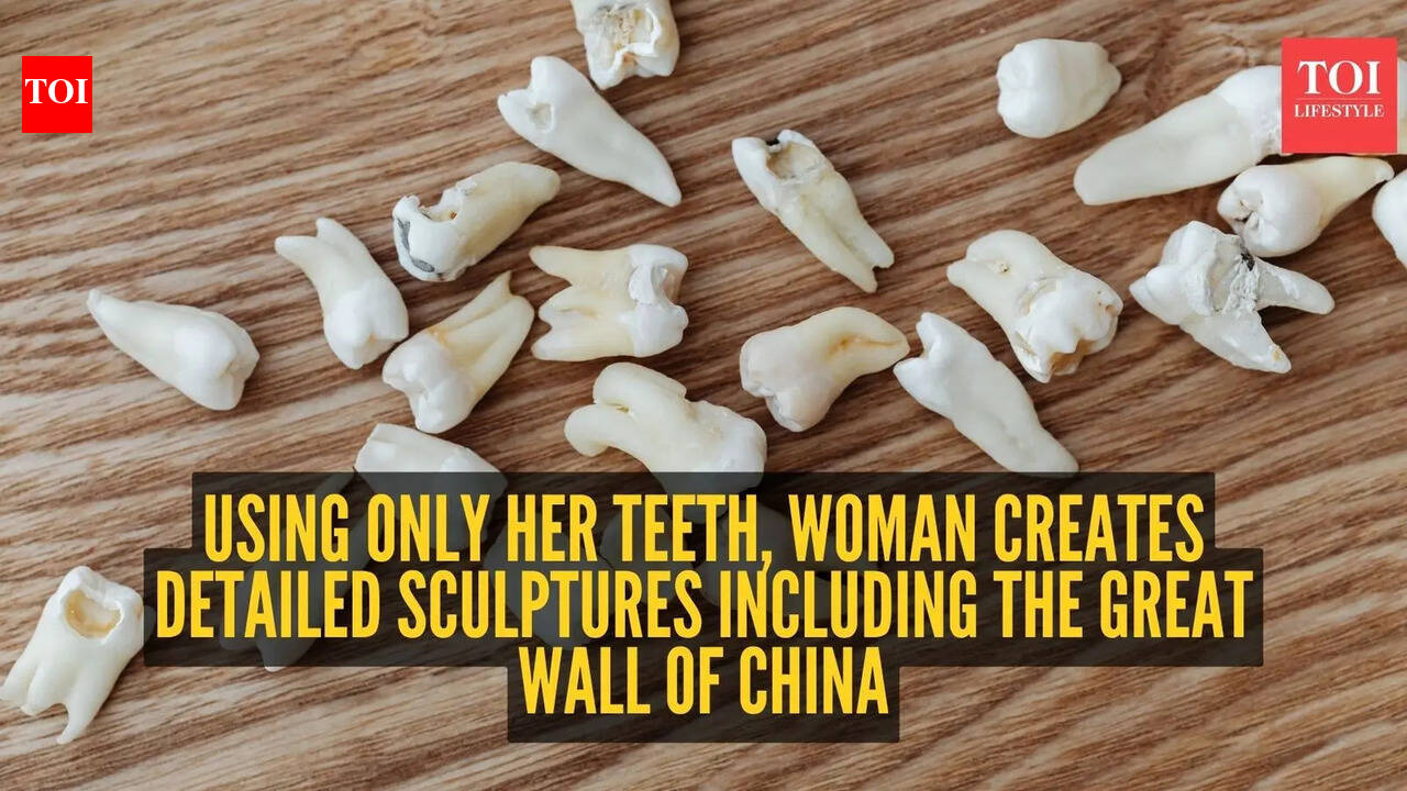 Using only her teeth, woman creates detailed sculptures including the Great Wall of China