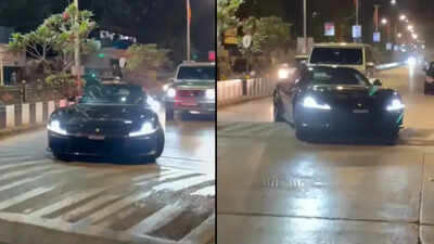 Low ground clearance: Hardik Pandya's Ferrari struggles over speed breaker on Mumbai roads - Watch