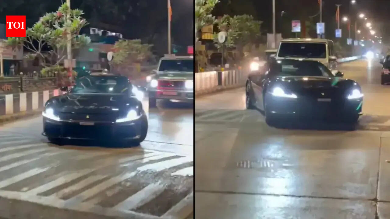 Low ground clearance: Hardik Pandya's Ferrari struggles over speed breaker on Mumbai roads - Watch