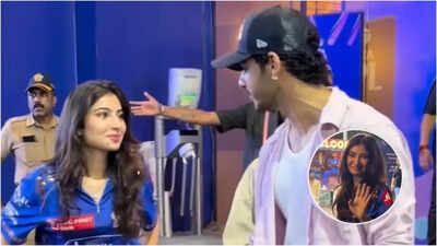 'Dhurandhar' star Sara Arjun and Ishaan Khatter get snapped after attending a cricket match in Mumbai - Videos