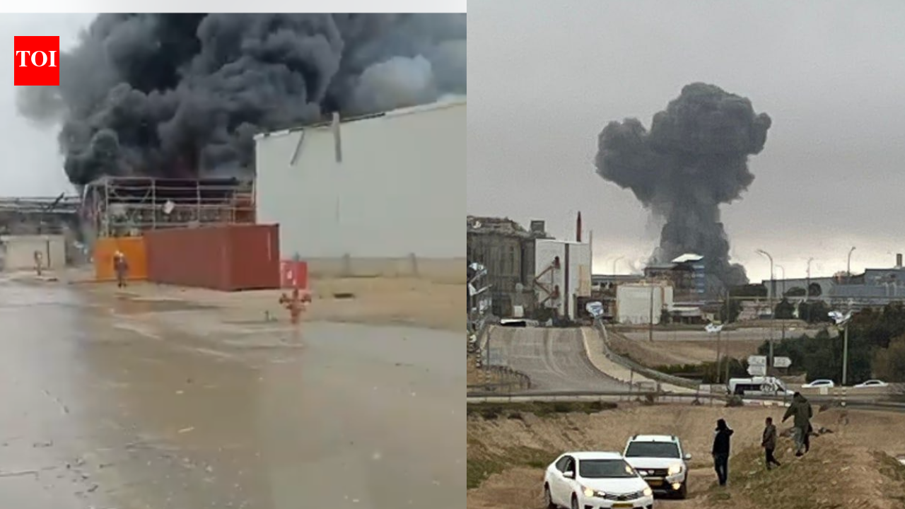 Watch: Missile shrapnel from Iran causes fire, damage to Israel’s Negev Industrial hub – The Times of India