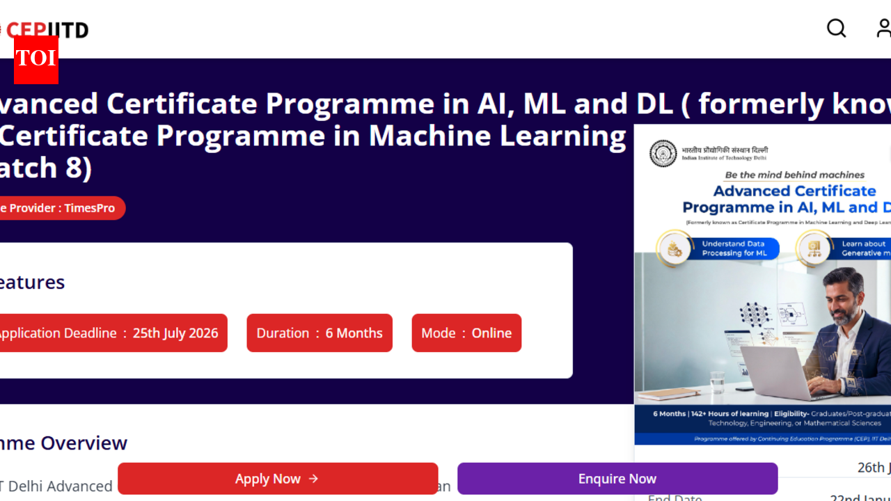 IIT Delhi launches 8th batch of Advanced AI, ML, and DL online programme: Check who is eligible, application details