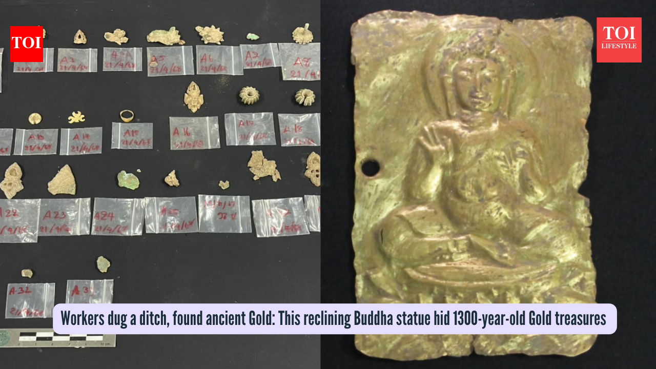 Workers dug a ditch, found ancient Gold: This reclining Buddha statue hid 1300-year-old Gold treasures