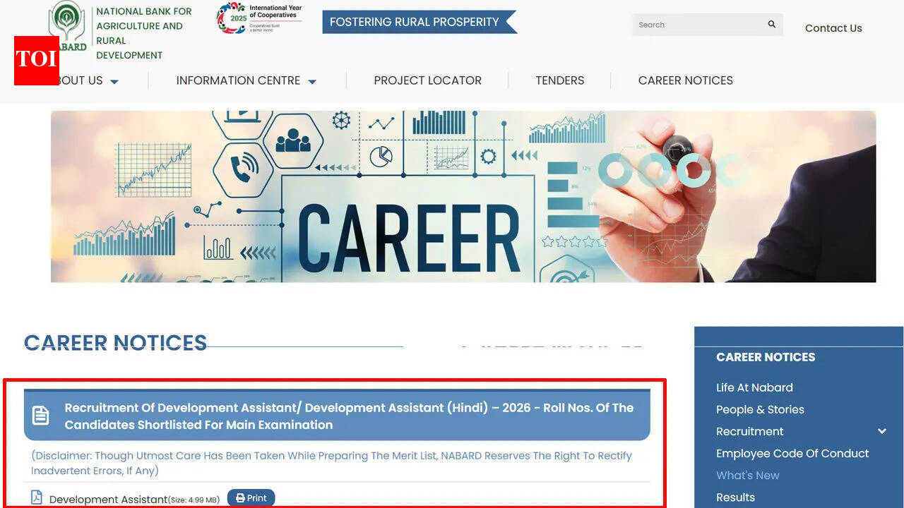 NABARD DA prelims result 2026 released at nabard.org, download merit list PDF here