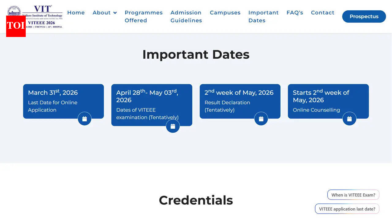 VITEEE 2026 registration closes March 31; here's how to apply online at viteee.vit.ac.in