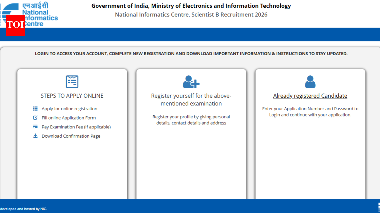 NIC recruitment 2026: Applications open for 243 Scientist B posts, direct link to register here