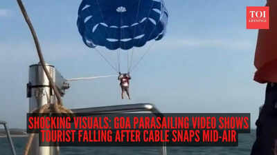 Shocking visuals: Goa parasailing video shows tourist falling after cable snaps mid-air