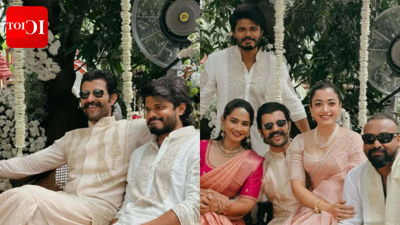 Vijay Deverakonda and Rashmika Mandanna spotted at a wedding; Anand Deverakonda shares pics