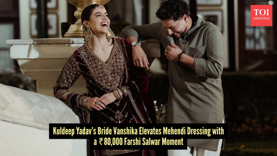 Kuldeep Yadav’s bride Vanshika turns to peak Nawabi drama in a statement farshi salwar set worth an iPhone