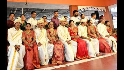 Simplicity defines mass wedding of 11 couples at Perne Temple