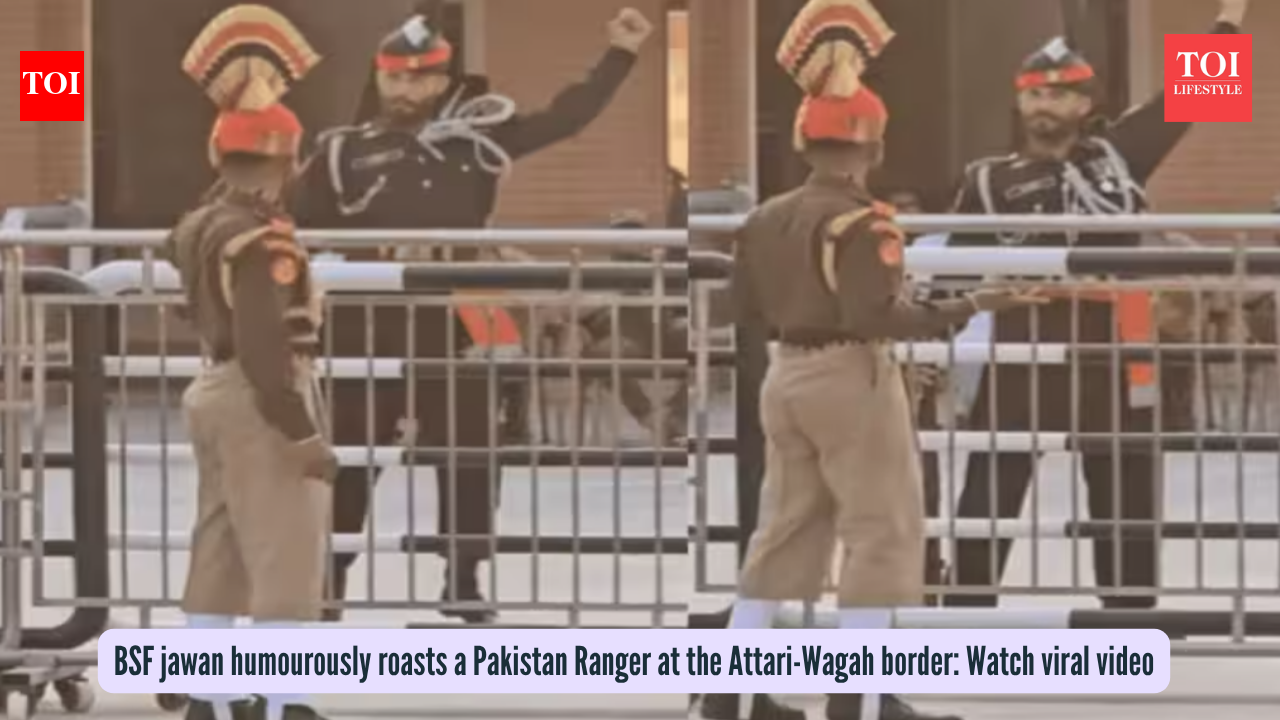 BSF jawan humorously roasts a Pakistan Ranger at the Attari-Wagah border: Watch viral video