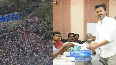 Thousands flock as TVK chief Vijay files nomination for Trichy East assembly seat