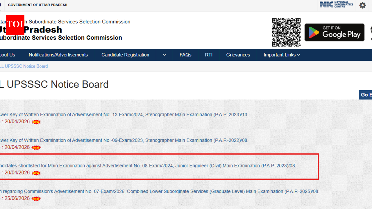 UPSSSC JE result 2026 released at upsssc.gov.in: Direct link to download scorecards here