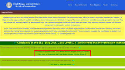 WBSSC Group C and Group D answer keys released at westbengalssc.com; download PDFs here