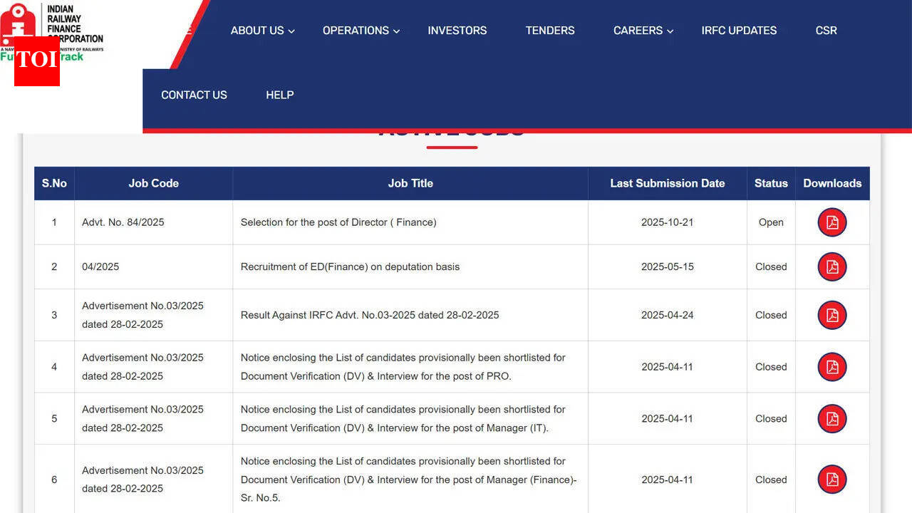 IRFC recruitment 2026 begins April 4 with online applications open until May 1 for posts