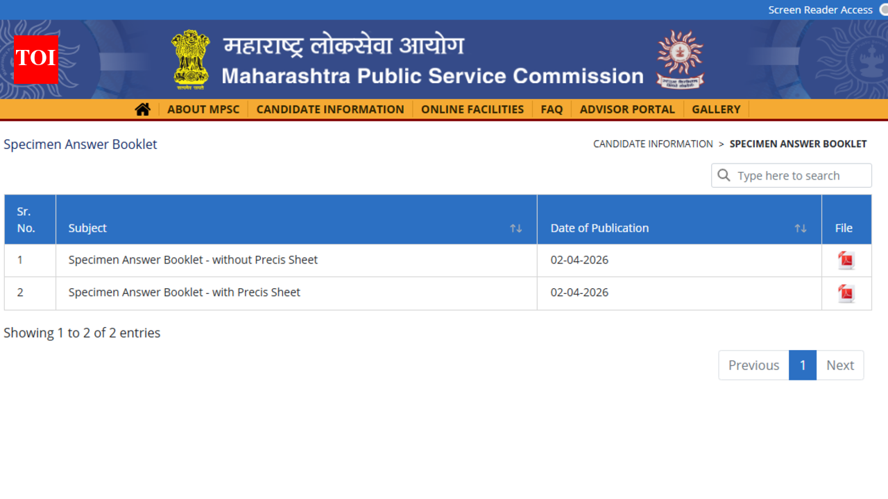 MPSC releases specimen answer booklet 2026 for various exams at mpsc.gov.in; download here