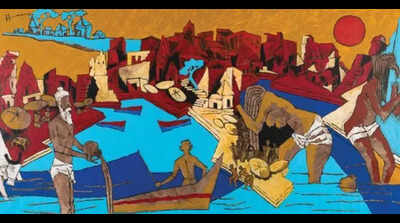 MF Husain’s ode to ‘Benares’ fetches Rs 15.6cr at auction