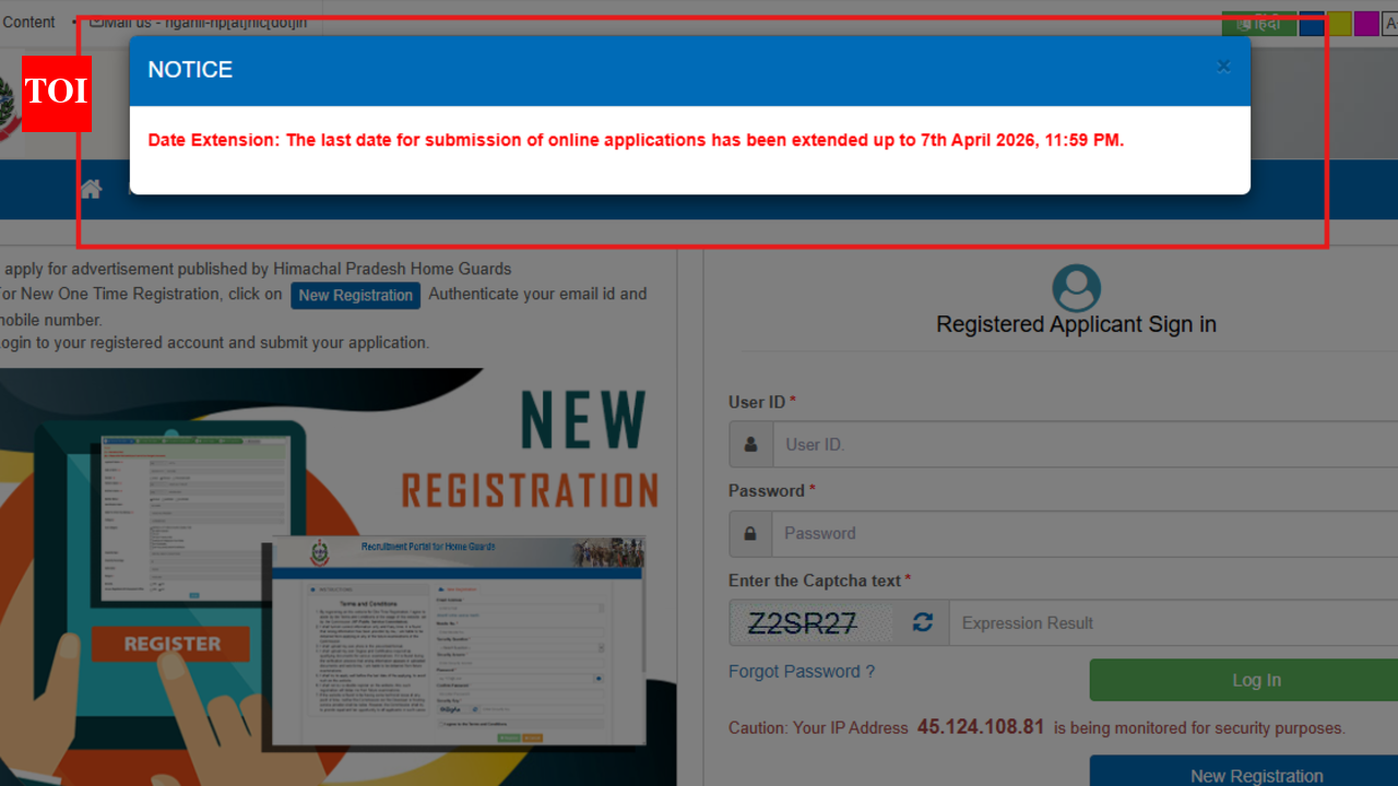 Himachal Pradesh Home Guard recruitment 2026: Registration deadline extended for 700 posts; direct link to apply here