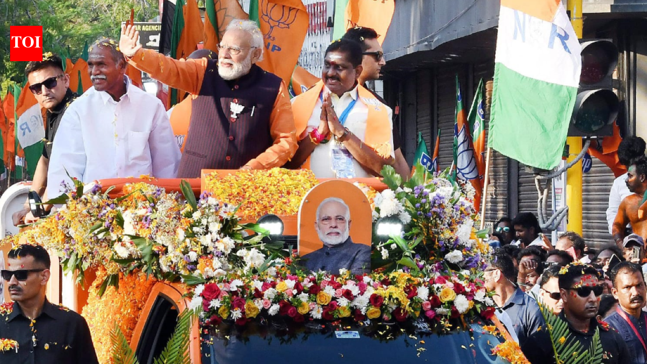 Narendra Modi undertakes roadshow, campaigns for NDA candidates in Puducherry