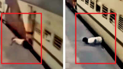 13 seconds of horror: Youth slips while trying to board moving train at Bhopal railway station, battles for life
