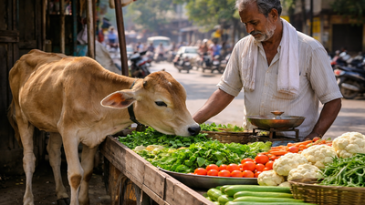 Vegetable vendor lets calf eat from stall, wins hearts online