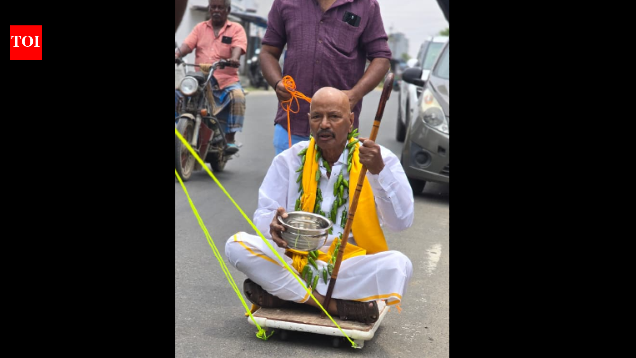 Tamil Nadu election 2026: Man comes to file nomination sitting on a wheeled board like a beggar