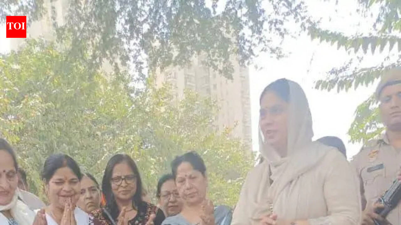 Work starts to lay block tiles on unpaved road in Sector 84