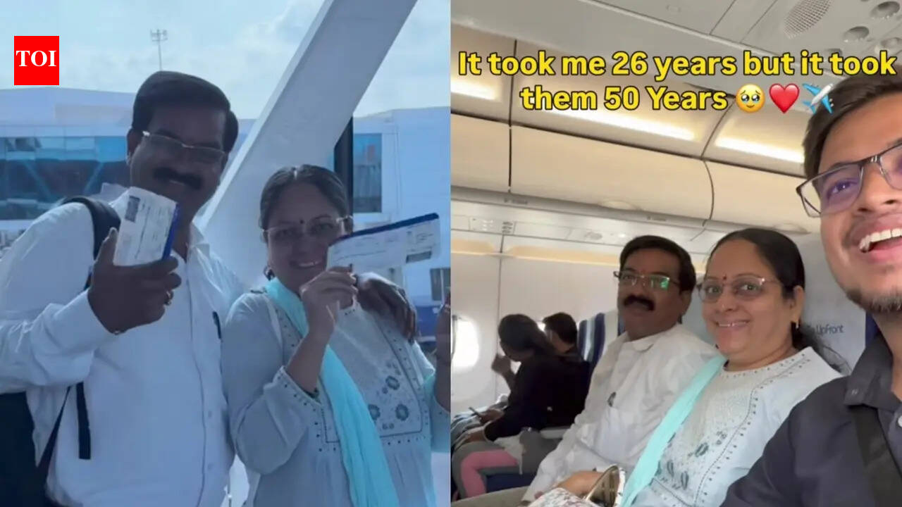 ‘It took me 26 years, but them 50’: Man takes parents on their first flight; video goes viral