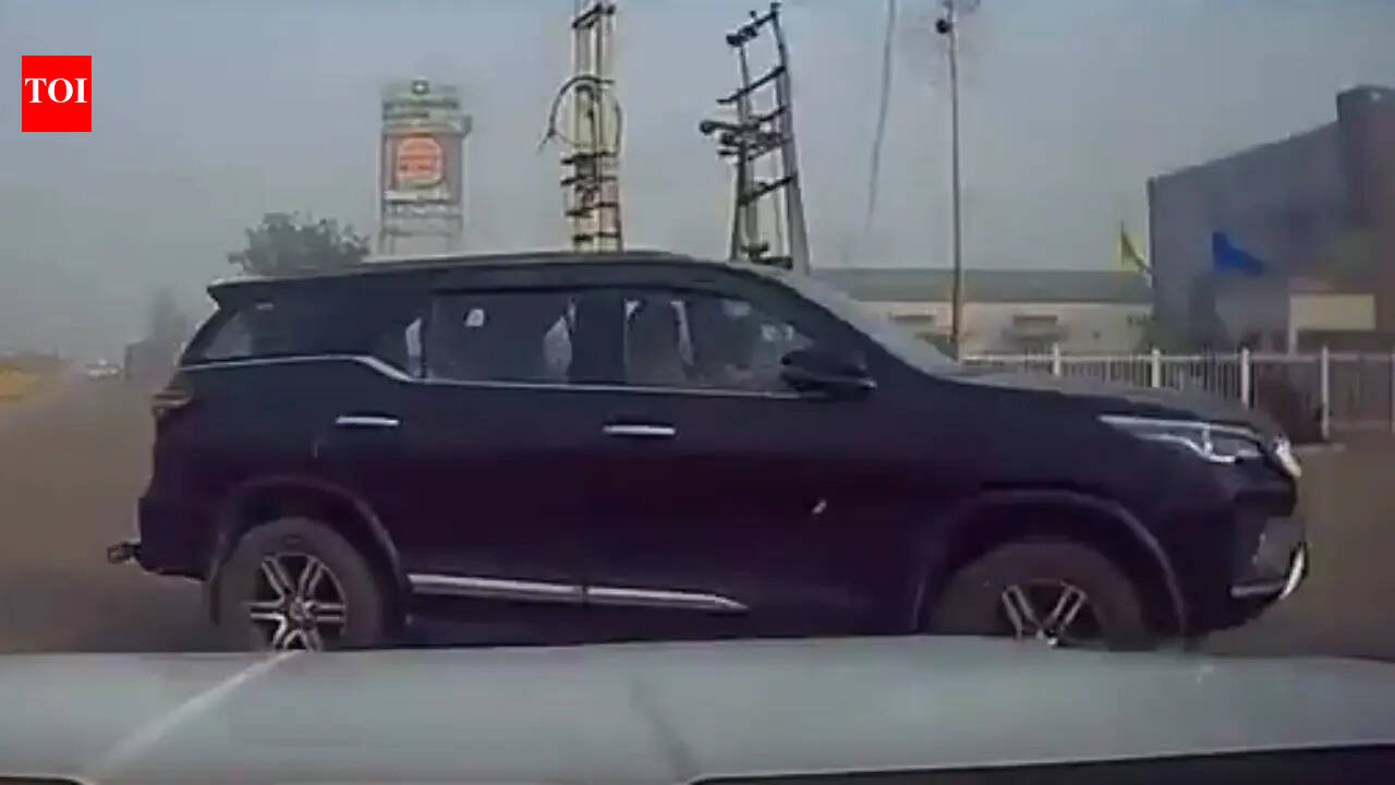 Chaos on road! Speeding car, wrong-side entry, Fortuner hit twice in viral video