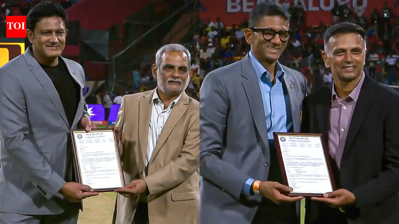 Opposite ends, same legacy: Kumble, Dravid honoured with bowling ends at Chinnaswamy