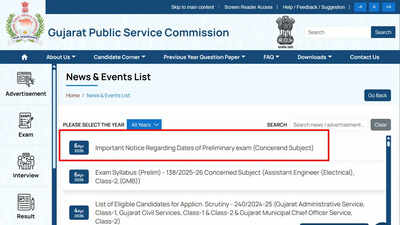 GPSC announces preliminary test dates for 21 posts including veterinary, academic and civil service roles; check PDF here