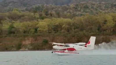 First plane converted to seaplane in India has a test flight on a Ganga Barrage