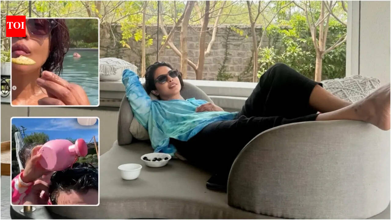Inside 'Varanasi' actress Priyanka Chopra's chill pool day: From savoring Kachi kairi to video chats with Nick Jonas and Malti Marie